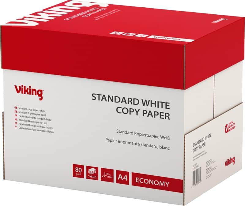 Viking economy a4 printer paper 80 gsm white 5 packs of 500 sheets