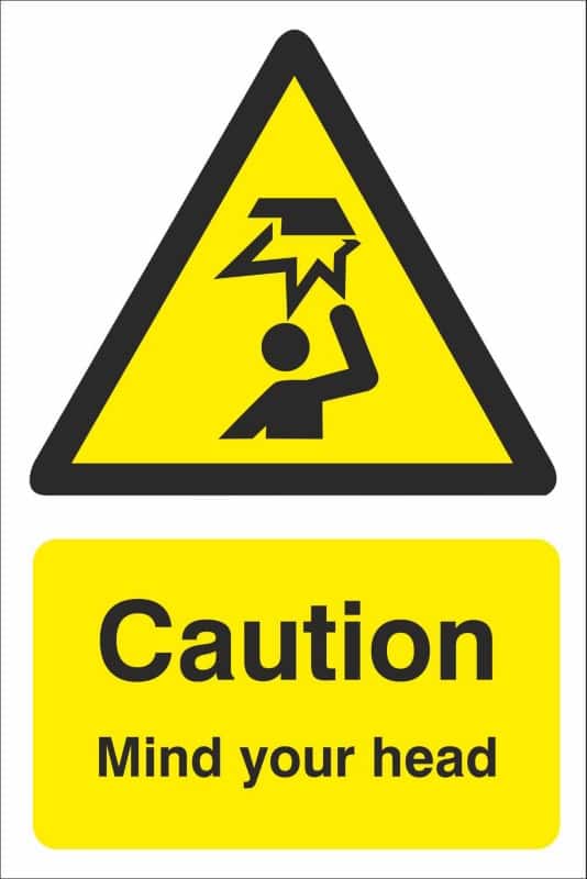 Adhesive Sign Caution Mind Your Head Vinyl 10 x 15 cm