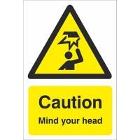 Adhesive Sign Caution Mind Your Head Vinyl 10 x 15 cm