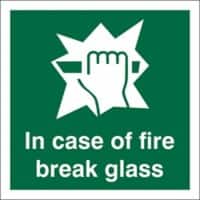 Adhesive Sign In Case Of Fire Break Glass Vinyl 10 x 10 cm