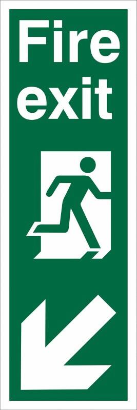 Fire Exit Sign Arrow Down Left 15 x 45 cm