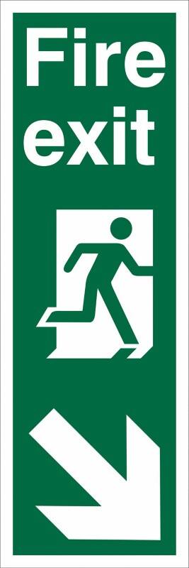 Fire Exit Sign Arrow Down Right 15 x 45 cm