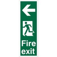 Portrait fire exit arrow left Sign 450mm x 150mm