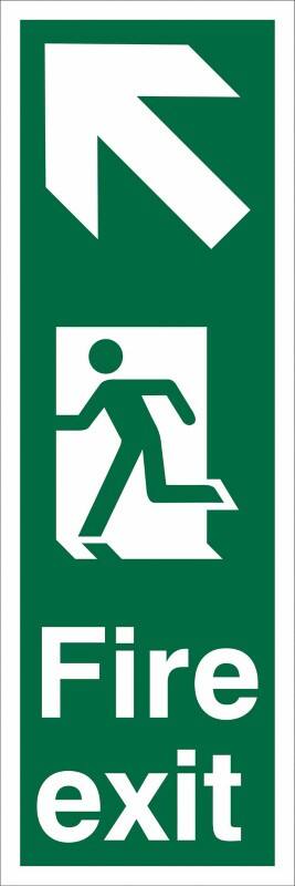 Fire Exit Sign Arrow Up Left 15 x 45 cm