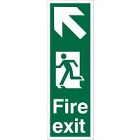 Portrait fire exit arrow up left Sign 450mm x 150mm
