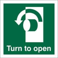 Adhesive Sign Turn To Open (Anti-clockwise) Vinyl 10 x 10 cm