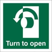 Turn to open (anti-clockwise)vinyl adhesive Sign 100mm x 100mm