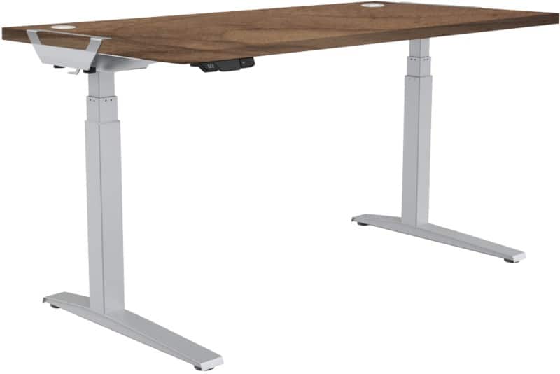 Fellowes Levado Electronically Height Adjustable Sit Stand Desk Rectangular Walnut T-Foot 1,829 (W) x 698 (D) x 1,257 (H) mm MFC (Melamine Faced Chipboard), PVC (Polyvinyl Chloride), Steel