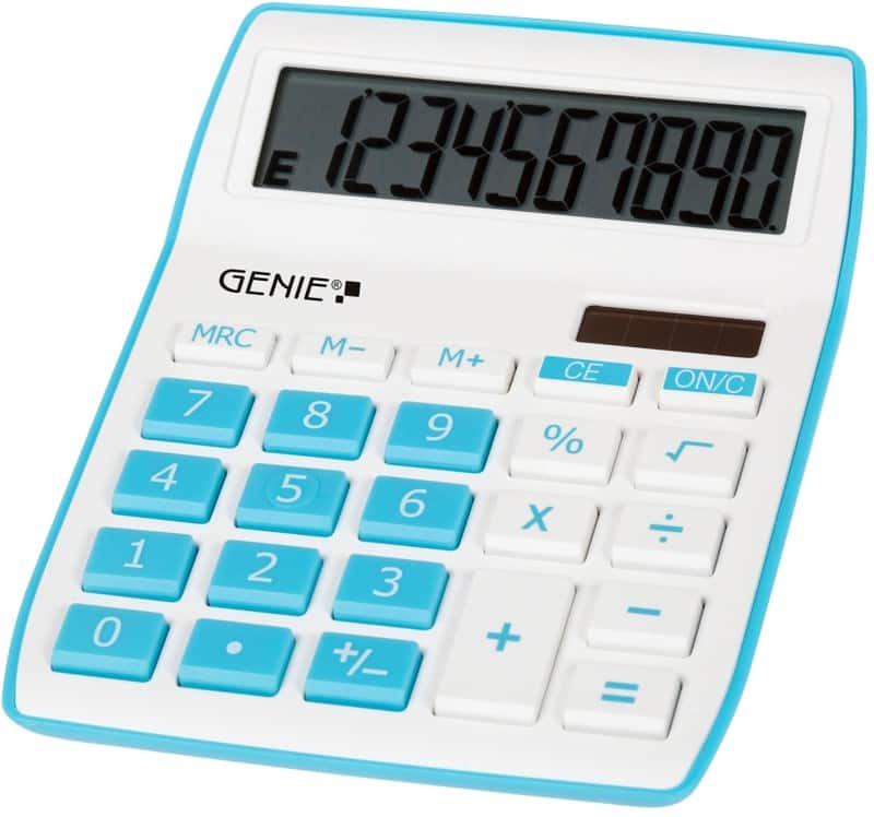 GENIE Desktop Calculator 840 B 10 Digit Display Blue