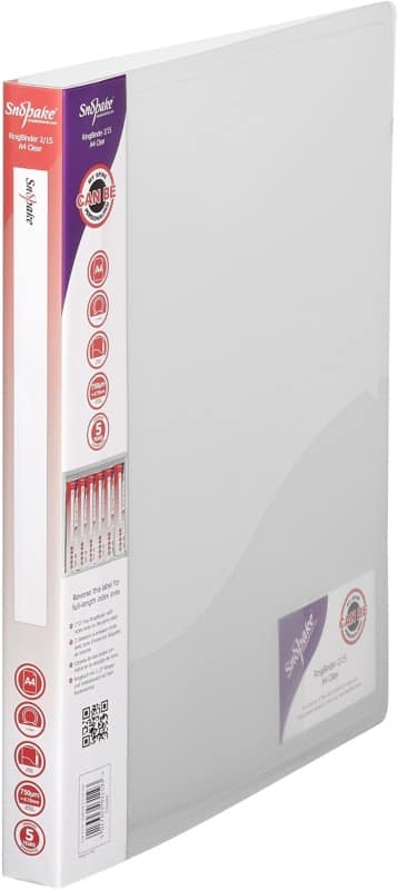 Snopake 15 mm Ring Binder PP (Polypropylene) A4 2 Rings Transparent Pack of 10