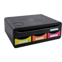 Exacompta Toolbox with 4 Drawers and QI Charging Pad Polystyrene Black 35.5 x 27 x 13.4 cm