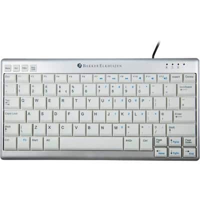 BakkerElkhuizen Compact Wired Keyboard UltraBoard 950 Ergonomic QWERTY GB USB White, Silver