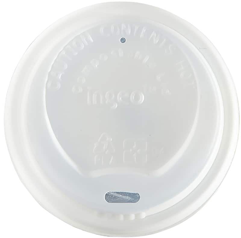 DISPO Disposable Cup Lid CPLA (Cristallised Polylactic Acid) White Pack of 100