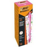 BIC Gel-ocity Quick Dry Gel Pen Pink Medium 0.30 mm Refillable Pack of 12