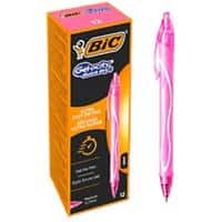 BIC Gel-ocity Quick Dry Gel Pen Pink Medium 0.30 mm Refillable Pack of 12