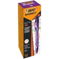 BIC Gel-ocity Quick Dry retractable Gel Pen Purple 0.3 mm Medium Rollerball Refillable Pack of 12