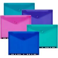 Snopake Document Wallet A4 PP (Polypropylene) 24 (W) x 0.9 (D) x 31.2 (H) cm Assorted Pack of 5