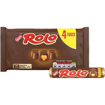 Nestlé Rolo Chocolate Caramel Multipack, No Artificial Colours, Flavours or Preservatives 41.6g Pack of 4