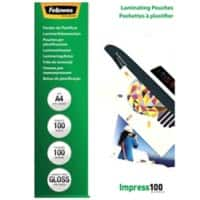 Fellowes Impress Laminating Pouch A4 Glossy 100 microns (2 x 100) Transparent Pack of 100