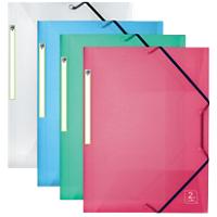 OXFORD Elasticated Three Flap Folder 2nd Life A4 Assorted Polypropylene Pack of 4