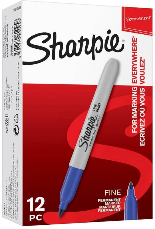 Sharpie FINE POINT Permanent Marker  Fine Bullet  - 1.5 mm Blue Pack of 12