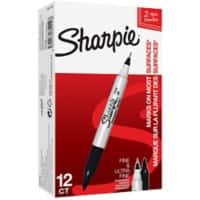Sharpie Twin Tip Permanent Marker Fine Bullet Black Pack of 12