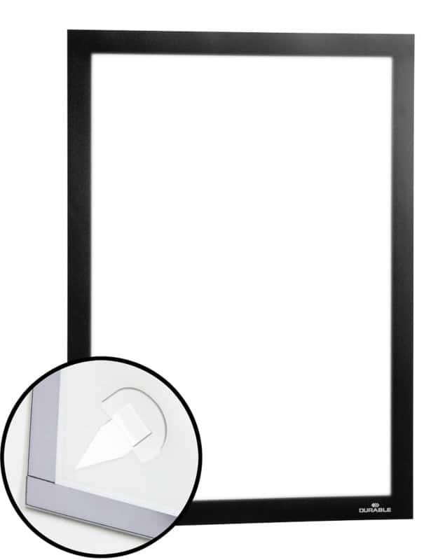 DURABLE DURAFRAME Wallpaper A4 Display Frame Magnetic Black Adhesive PVC (Polyvinyl Chloride) 484301 25 (W) x 0.3 (D) x 32.5 (H) cm 484301