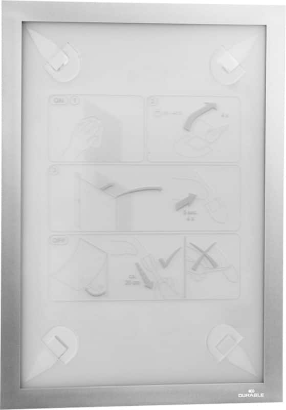 DURABLE DURAFRAME Wallpaper A4 Display Frame Adhesive Silver Adhesive PVC (Polyvinyl Chloride) 484323 25 (W) x 0.2 (D) x 37.2 (H) cm 484323