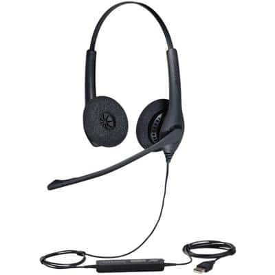Jabra BIZ 1500 DUO Wired Stereo Headset Over the Head USB With Microphone Black