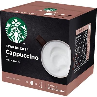 Starbucks Caffeinated Ground Coffee Pods Box Cappuccino 10 g Pack of 12