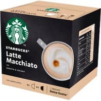 Starbucks Caffeinated Ground Coffee Pods Box Latte Macchiato 10.7 g Pack of 12
