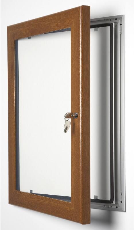 Stewart Superior Lockable Poster Case Wall Mounted Lockable 31 (W) x 38 (H) cm Brown