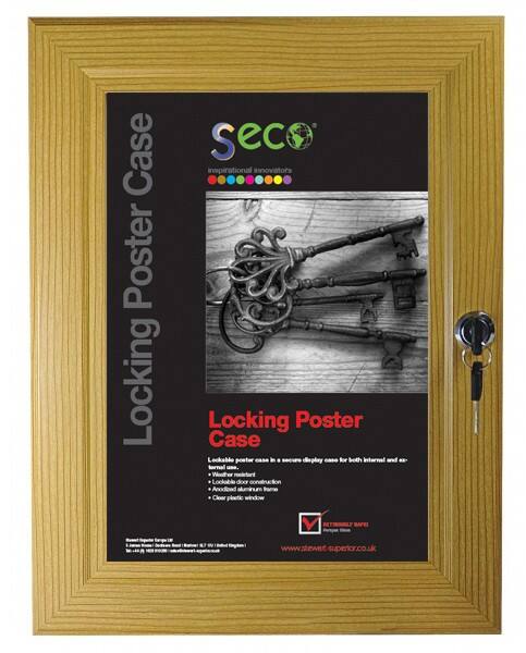 Stewart Superior Lockable Poster Case Wall Mounted Lockable 38 (W) x 51 (H) cm Brown