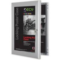 Stewart Superior Lockable Poster Case Wall Mounted Lockable 85 (W) x 110 (H) cm Silver