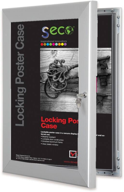 Stewart Superior Lockable Poster Case Wall Mounted Lockable 93 (W) x 128 (H) cm Silver