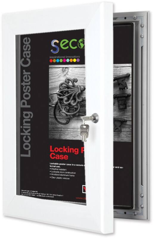 Stewart Superior Lockable Poster Case Wall Mounted Lockable 93 (W) x 128 (H) cm White