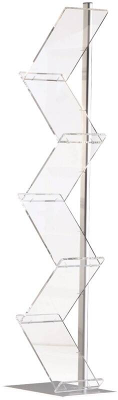 Stewart Superior Zig Zag Brochure Stand A4 Acrylic Silver