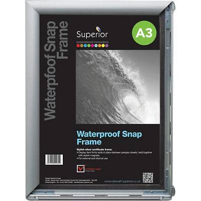 Stewart Superior Wall Mountable Waterproof Snap Frame A3 350 x 12 x 260 mm Silver