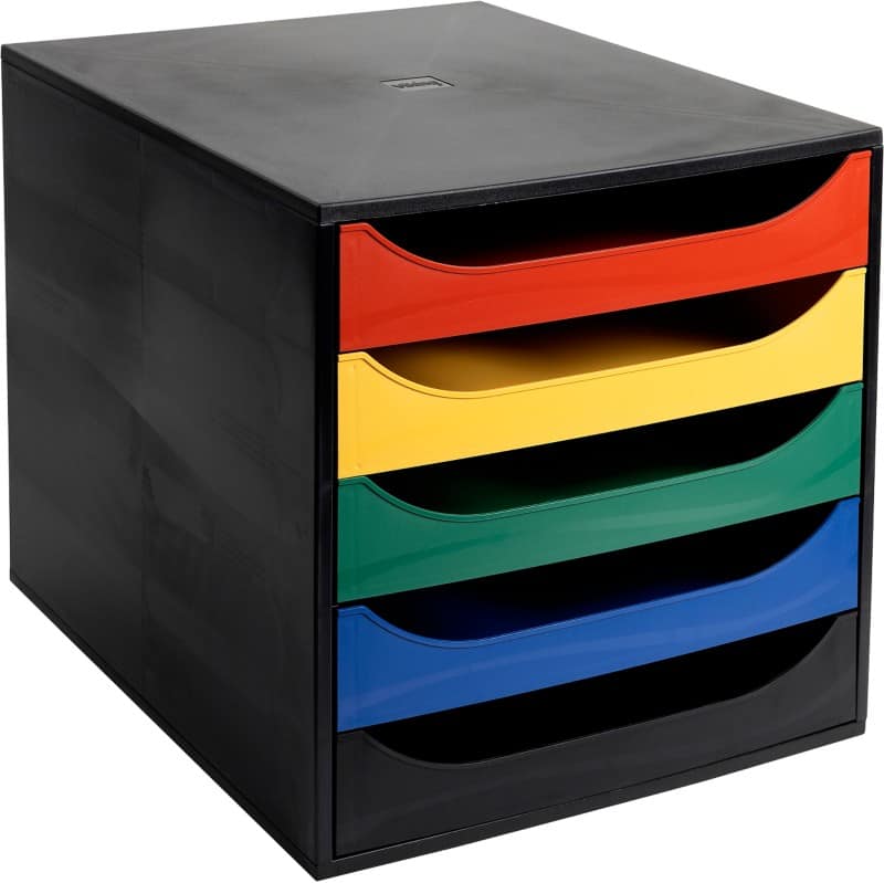 Viking Desktop Drawers PS (Polystyrene) Multicolour 5 Drawers 28.4 x 34.8 x 29 cm A4+