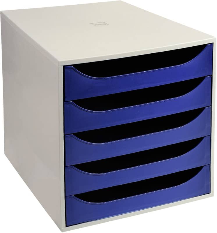 Viking Desktop Drawers PS (Polystyrene) Blue, Grey 5 Drawers 28.4 x 34.8 x 29 cm A4+
