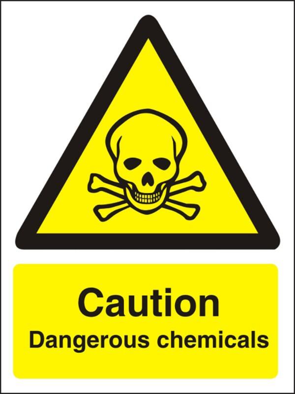 Warning Sign Caution Dangerous Chemicals Adhesive Plastic 30 x 20 cm