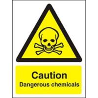 Warning Sign Caution Dangerous Chemicals Adhesive Plastic 30 x 20 cm