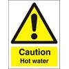 Warning Sign Hot Water Vinyl 7.5 x 5 cm