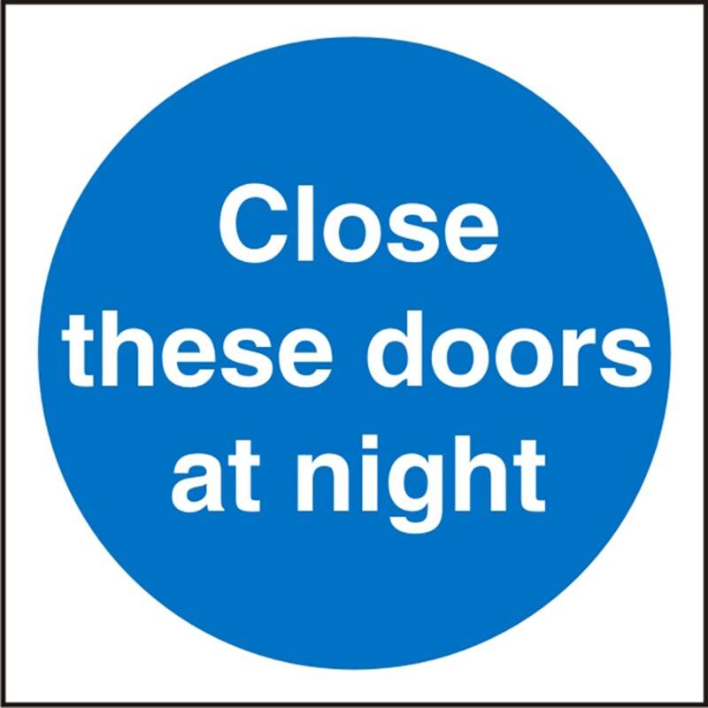 Mandatory Sign Close At Night Adhesive Plastic 20 x 20 cm