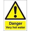 Warning Sign Very Hot Water Plastic 7.5 x 5 cm