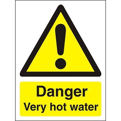 Warning Sign Very Hot Water Plastic 7.5 x 5 cm