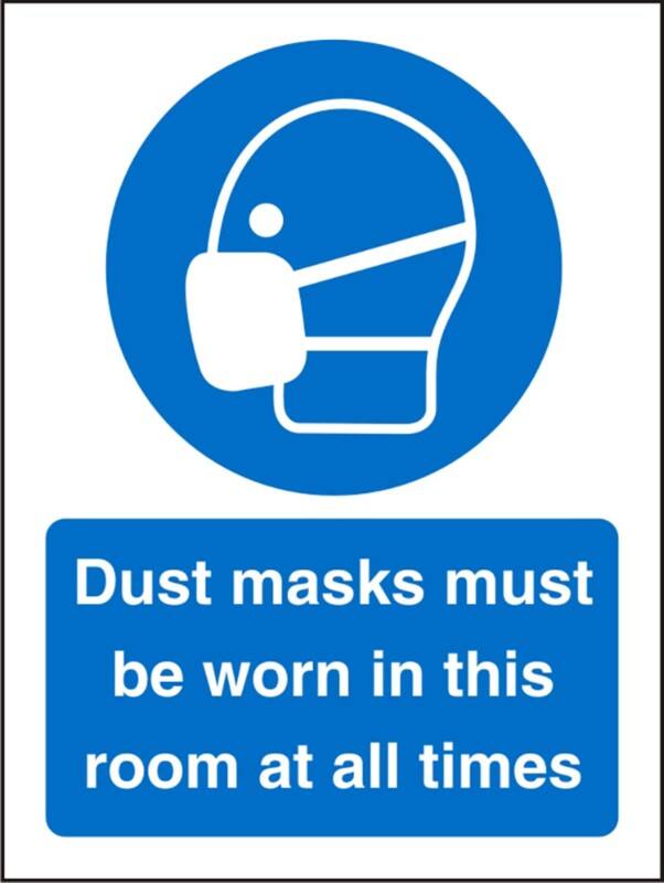 Mandatory Sign Dust Masks Adhesive Vinyl 20 x 15 cm