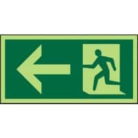 Fire Exit Sign with Left Arrow Self Adhesive Plastic 10 x 20 cm