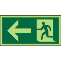 Fire Exit Sign with Left Arrow Self Adhesive Plastic 10 x 20 cm