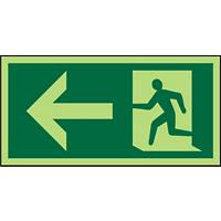 Fire Exit Sign with Left Arrow Self Adhesive Vinyl Green 10 x 20 cm